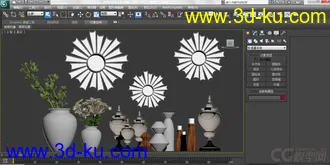 3D打印模型陶罐和金属装饰品组合的图片