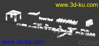 宜家室外休闲场景模型 桌椅帐篷等的图片