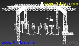 室内摄影棚模型 聚光灯 架子等的图片