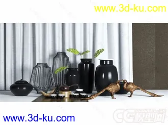 3D打印模型陶罐茶具孔雀陈设装饰品的图片