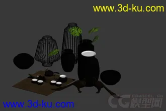 3D打印模型陶罐茶具孔雀陈设装饰品的图片