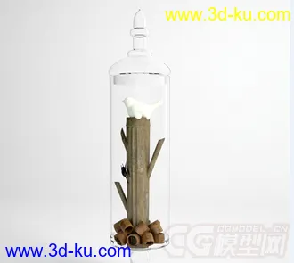 3D打印模型玻璃瓶装饰物品 里面有木头的图片