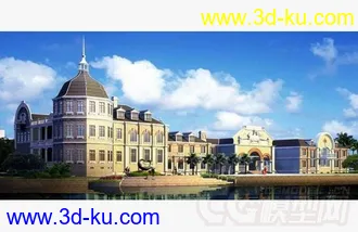 欧式精致别墅城堡建筑模型的图片