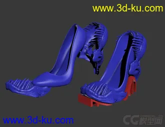 精细的3D打印模型，鞋子，霸王龙高跟鞋，打印出来组装，内含STL源文件，可用于3D打印的图片