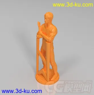 精细的3D打印模型，李小龙带支撑，功夫，双节棍，内含STL源文件，可用于3D打印的图片