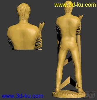 精细的3D打印模型，李小龙带支撑，功夫，双节棍，内含STL源文件，可用于3D打印的图片