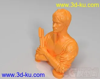精细的3D打印模型，李小龙带支撑，功夫，双节棍，内含STL源文件，可用于3D打印的图片