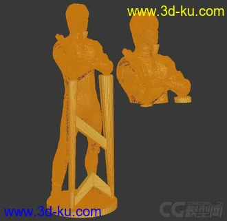 精细的3D打印模型，李小龙带支撑，功夫，双节棍，内含STL源文件，可用于3D打印的图片