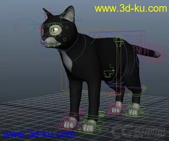 3D打印模型卡通黑喵喵全绑定的图片