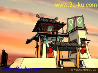 3D打印模型自己做古代客栈3渲2场景带灯光的图片