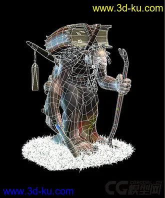 3D打印模型背着书拄着拐杖叼着烟斗的的怪物老伯的图片