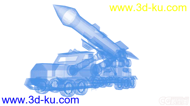建模无材质导弹车，军事卡车，V3火箭车模型的图片1