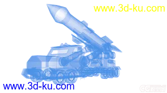 3D打印模型建模无材质导弹车，军事卡车，V3火箭车的图片