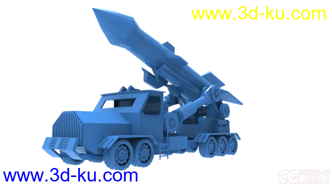 建模无材质导弹车，军事卡车，V3火箭车模型的图片2