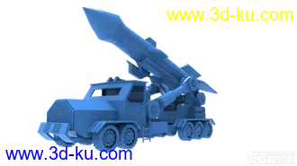 3D打印模型建模无材质导弹车，军事卡车，V3火箭车的图片