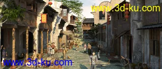 徽派建筑场景模型的图片