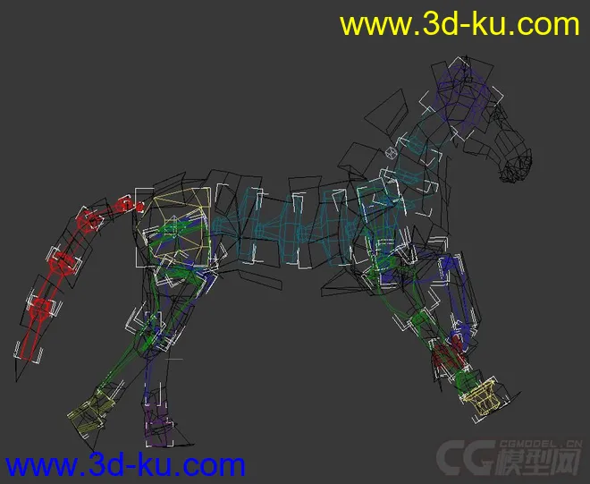 奔跑的马儿，带绑定骨骼，简模模型的图片2