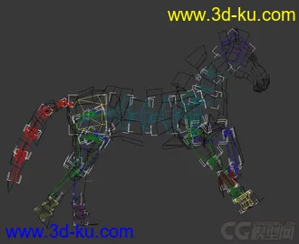 3D打印模型奔跑的马儿，带绑定骨骼，简模的图片