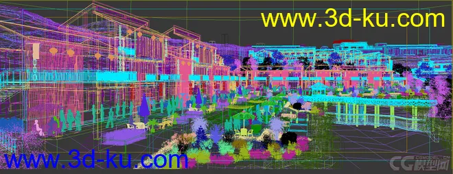 江南水乡小镇场景模型的图片1