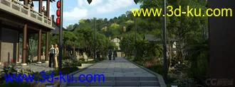 东方古建模型 马路模型的图片