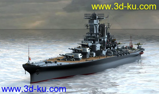 大和号战列舰，手工制作，免费模型下载的图片2