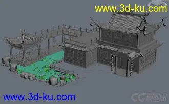 小院模型，高模，无贴图的图片