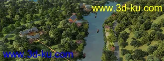 东方古建 俯视图场景模型的图片