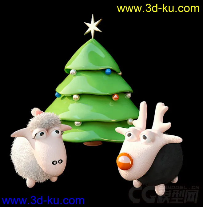 圣诞小树 跟小羊模型的图片2