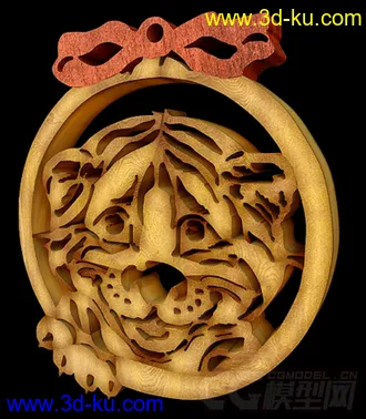 老虎木雕 挂饰模型的图片