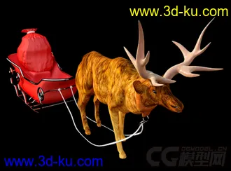 麋鹿拉着 圣诞老人的雪橇车模型的图片