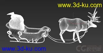 麋鹿拉着 圣诞老人的雪橇车模型的图片