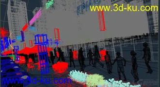 3D打印模型漂亮的商业夜景，非常真实的室内商业繁华热闹的图片