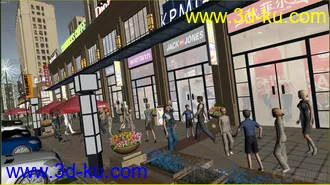 3D打印模型漂亮的商业夜景，非常真实的室内商业繁华热闹的图片