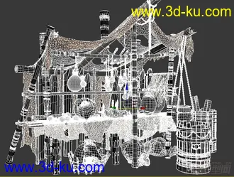 3D打印模型古代战争场景，废墟场景，破烂场景，木桶，布条，灯泡，坛子，铁链子。的图片