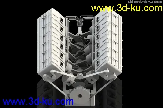 3D打印模型V12发动机 汽车发动机 增压式发动机 增压引擎的图片