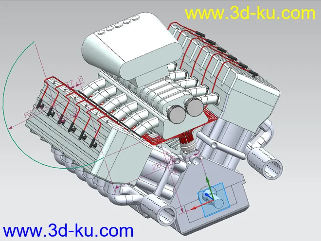 V12发动机 汽车发动机 增压式发动机 增压引擎模型的图片1