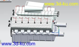 3D打印模型V12发动机 汽车发动机 增压式发动机 增压引擎的图片