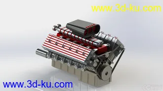 3D打印模型V12发动机 汽车发动机 增压式发动机 增压引擎的图片