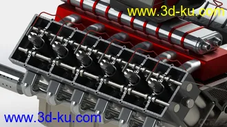 3D打印模型V12发动机 汽车发动机 增压式发动机 增压引擎的图片