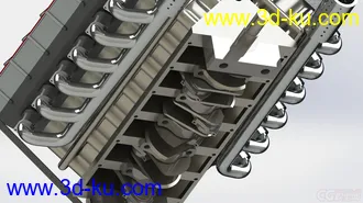 3D打印模型V12发动机 汽车发动机 增压式发动机 增压引擎的图片