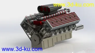 3D打印模型V12发动机 汽车发动机 增压式发动机 增压引擎的图片