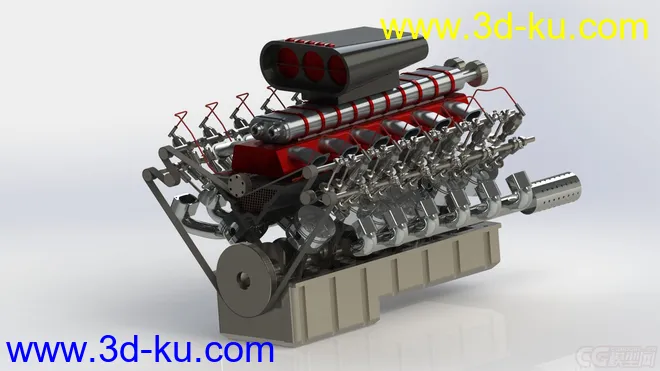 V12发动机 汽车发动机 增压式发动机 增压引擎模型的图片7