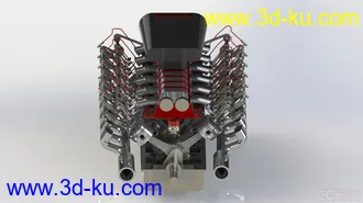 3D打印模型V12发动机 汽车发动机 增压式发动机 增压引擎的图片