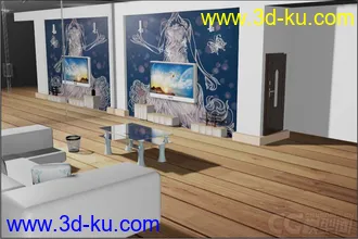 3D打印模型现代客厅(作业专用)的图片