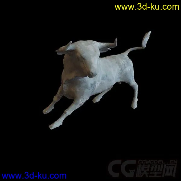 奔跑的牛 雕塑模型的图片1