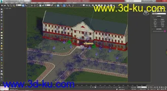 有材质 灯光 落叶动画化学楼教学楼模型的图片