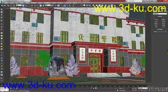 有材质 灯光 落叶动画化学楼教学楼模型的图片