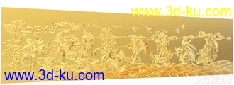 3D打印模型精细八仙过海雕塑图板 可用于打印的图片
