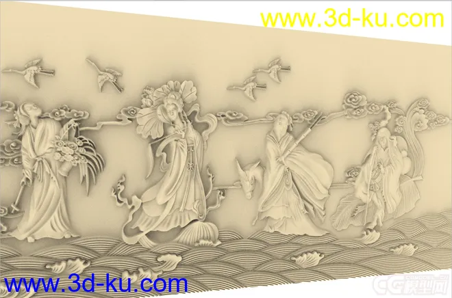 精细八仙过海雕塑图板 可用于打印模型的图片3
