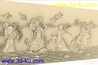 3D打印模型精细八仙过海雕塑图板 可用于打印的图片